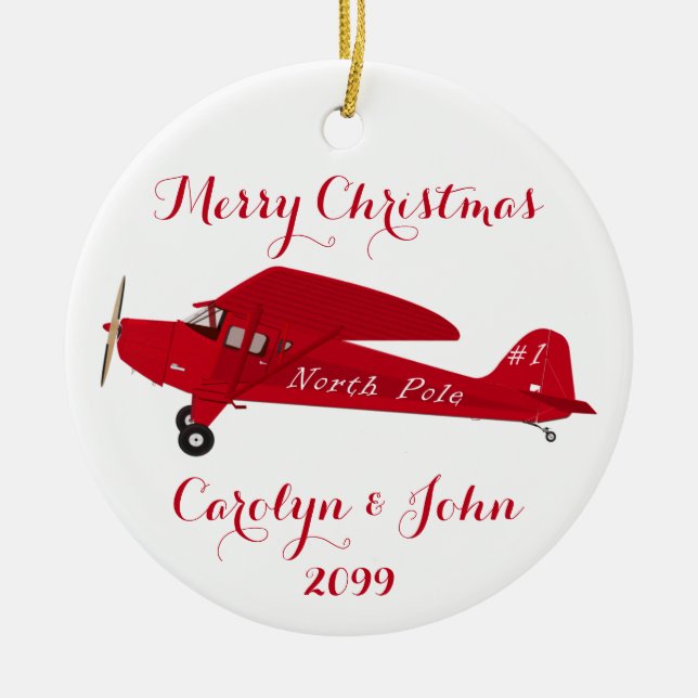 North Pole Aeroplane Christmas Ornament (Front)