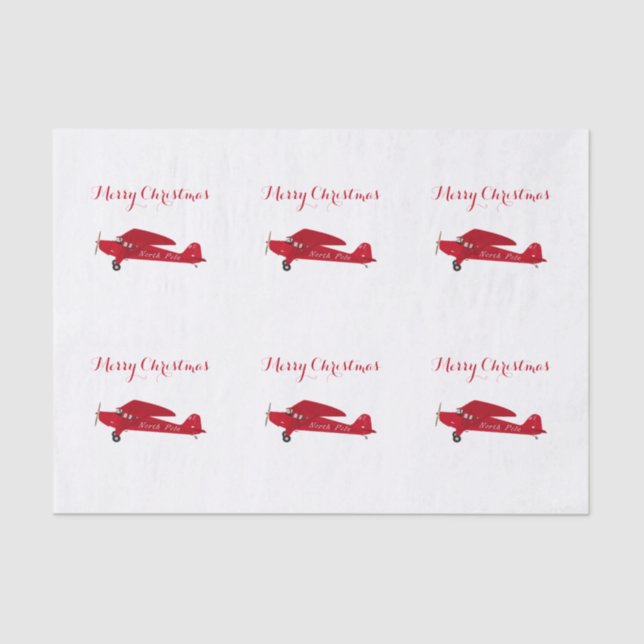 North Pole Aeroplane Christmas Tissue Paper (Front)