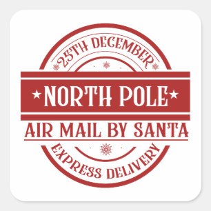 North pole air mail by Santa Square Sticker