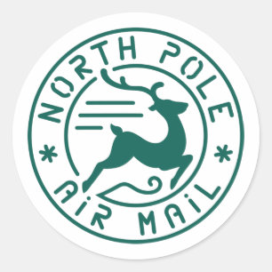 North Pole Air Mail Classic Round Sticker