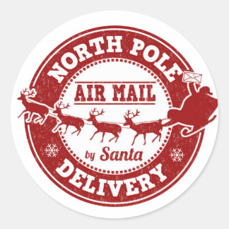 North Pole Air Mail Delivery Classic Round Sticker