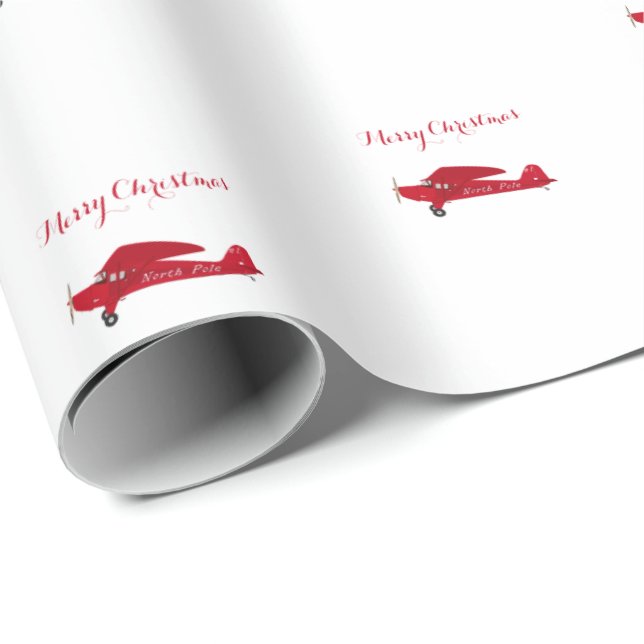 North Pole Airplane Christmas Wrapping Paper (Roll Corner)