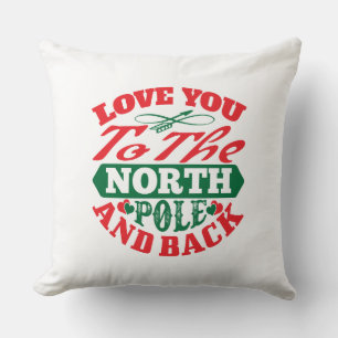 North Pole And Back Typography White Cushion