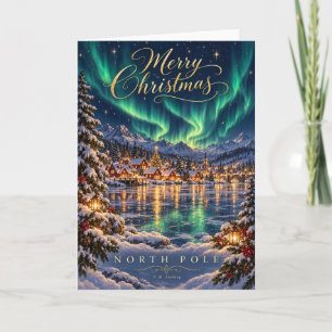 North Pole Aurora Village Merry Christmas Card