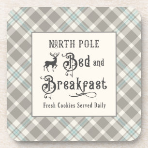 North Pole Bed and Breakfast Farmhouse Christmas Coaster