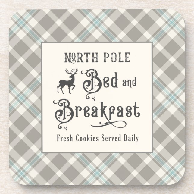 North Pole Bed and Breakfast Farmhouse Christmas Coaster (Front)