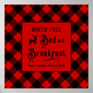 North Pole Bed and Breakfast Farmhouse Christmas Poster