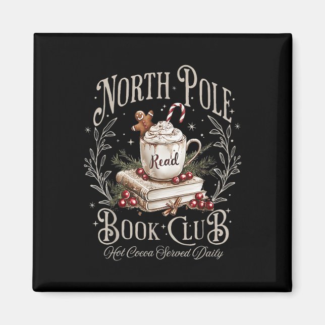 North Pole Book Club Christmas Bookish Xmas Books  Magnet (Front)