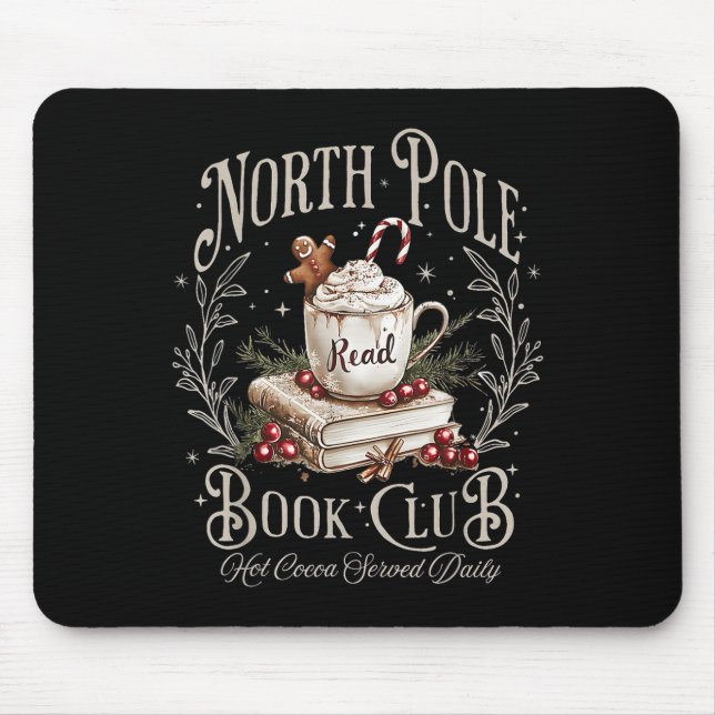 North Pole Book Club Christmas Bookish Xmas Books  Mouse Pad (Front)