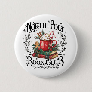 North Pole Book Club Hot Cocoa Christmas 6 Cm Round Badge