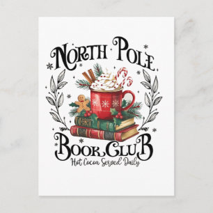 North Pole Book Club Hot Cocoa Christmas Announcement Postcard