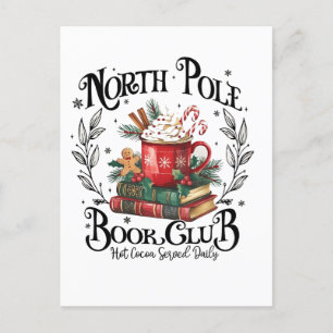 North Pole Book Club Hot Cocoa Christmas  Invitation Postcard