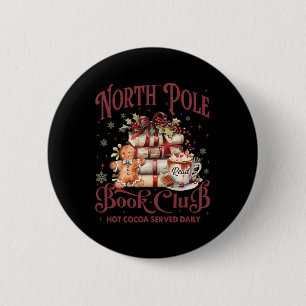 North Pole Book Club Hot Cocoa Reindeer Librarians 6 Cm Round Badge
