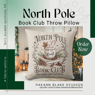 North Pole Book Club Throw Pillow