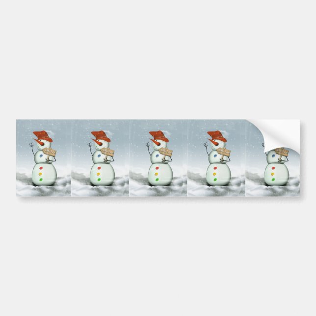 North Pole Bound Snowman Bumper Sticker (Front)
