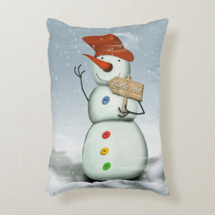 North Pole Bound Snowman Decorative Cushion
