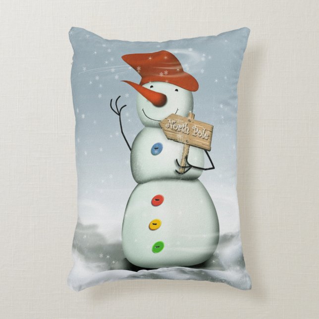 North Pole Bound Snowman Decorative Cushion (Front(Vertical))