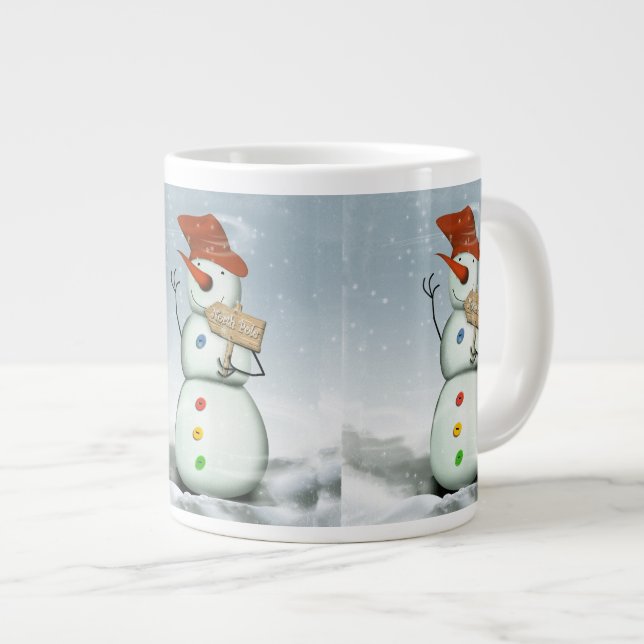 North Pole Bound Snowman Large Coffee Mug (Front Right)