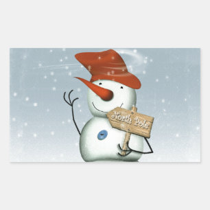 North Pole Bound Snowman Rectangular Sticker