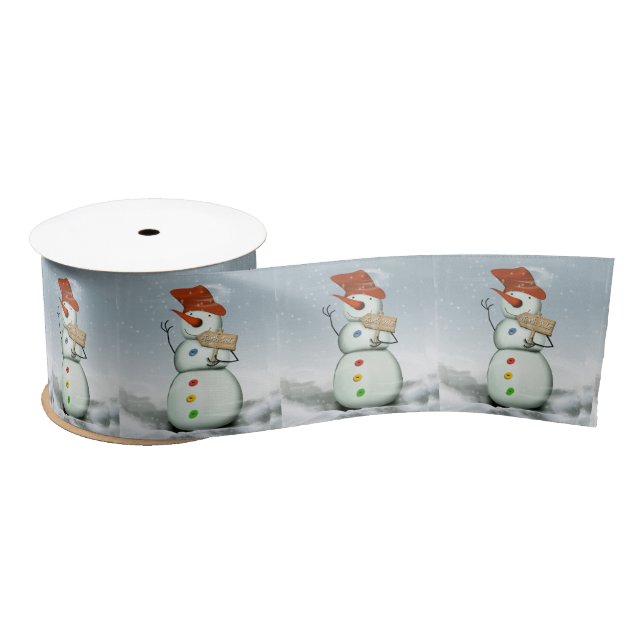 North Pole Bound Snowman Satin Ribbon (Spool)