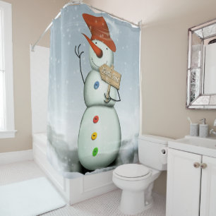 North Pole Bound Snowman Shower Curtain