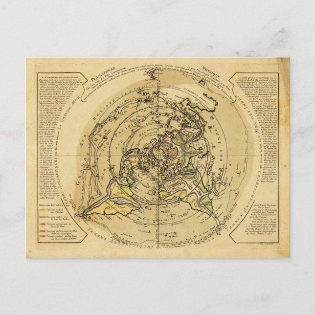 North Pole Centred World Map (1756) Postcard (Front)