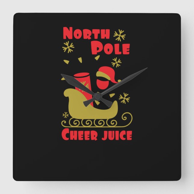 North Pole Cheer juice Square Wall Clock (Front)