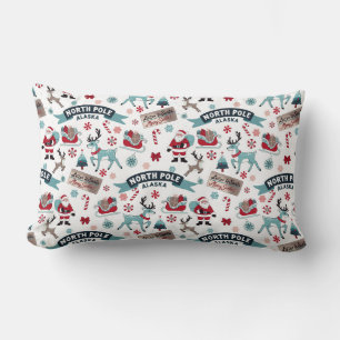 North Pole Christmas Charm – Santa Sleigh Lumbar Cushion