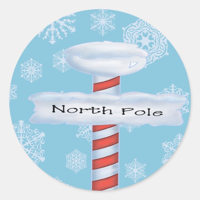 North Pole Christmas Classic Round Sticker (Front)