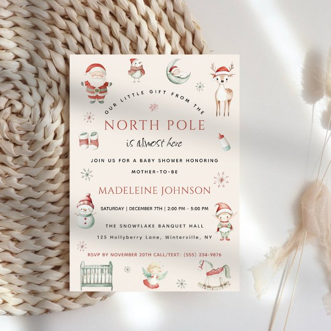 North Pole Christmas Express Delivery Baby Shower Invitation (North Pole Christmas Express Delivery Baby Shower Invitation)