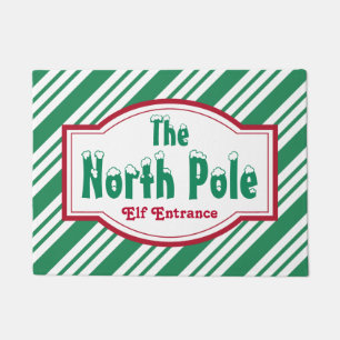 North Pole Christmas Holiday Outdoor Doormat Rug