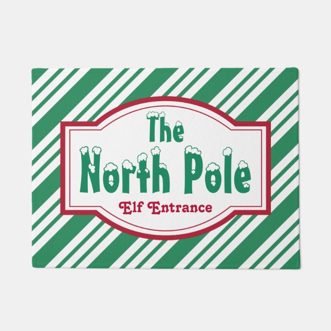 North Pole Christmas Holiday Outdoor Doormat Rug (Front)