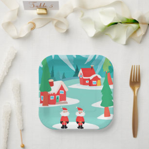 North Pole Christmas Holiday Party Paper Plate