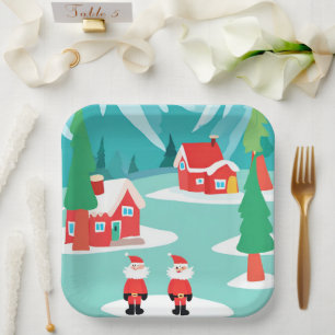 North Pole Christmas Holiday Party Paper Plate