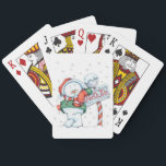 North Pole Christmas Snowman Playing Cards<br><div class="desc">North Pole Christmas Snowman
Personalise a set of the world’s most well-known and respected playing cards. Made with patented casino quality paper and a colour printing process that is second to none,  these cards are the mark of premium quality Bicycle has represented since 1885.</div>