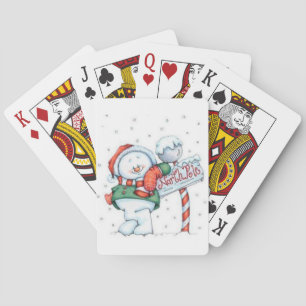 North Pole Christmas Snowman Playing Cards