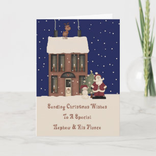 North Pole Christmas Wishes Nephew & Fiance Holiday Card