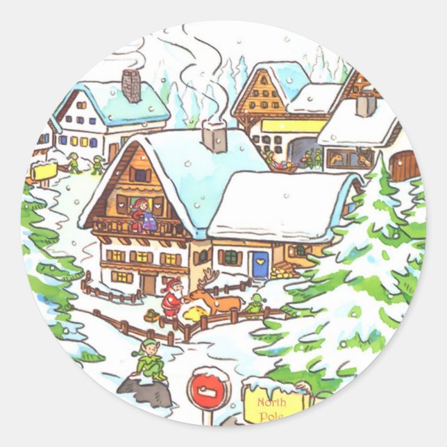 North Pole Classic Round Sticker (Front)