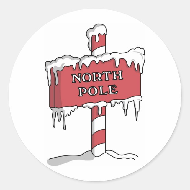 North Pole Classic Round Sticker (Front)