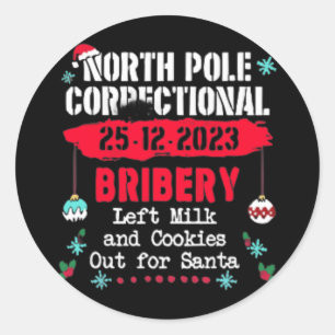 North pole correctional christmas pyjamas fun classic round sticker