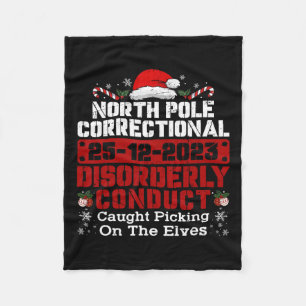 North Pole Correctional Disorderly Conduct Caught Fleece Blanket