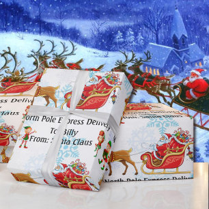 North Pole Delivery From Santa Add Child's NAME  Wrapping Paper