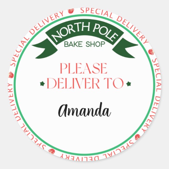North Pole delivery labels baked goods (Front)