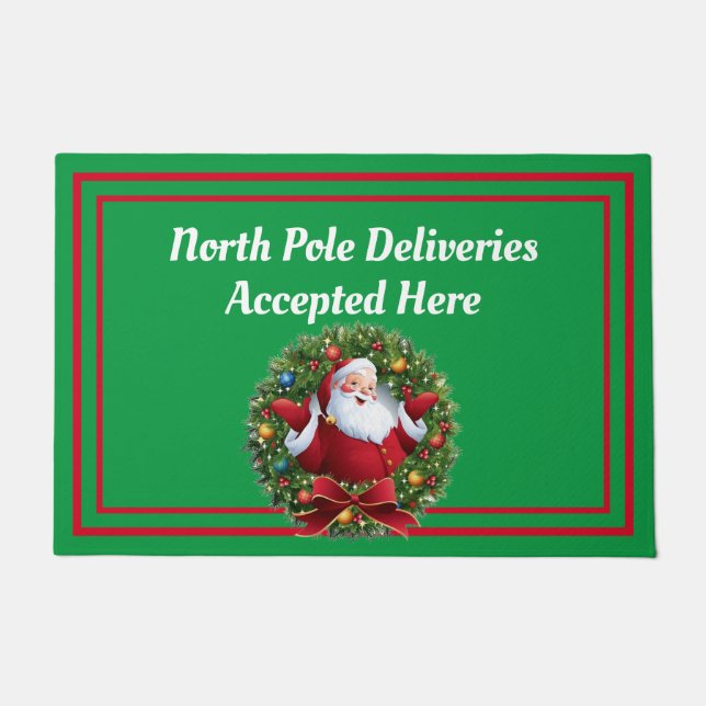 North Pole Delivery Santa Red White Front Door Doo Doormat (Front)