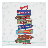 North Pole Directional Sign