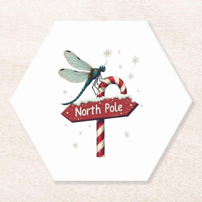 North Pole Dragonfly Paper Coaster (Front)