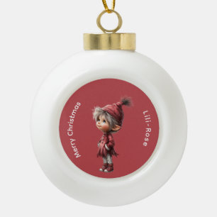 North Pole Elf Magic Whimsical Christmas KeepsakE Ceramic Ball Christmas Ornament