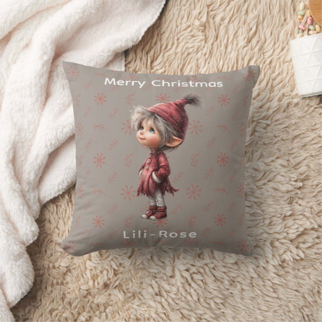 North Pole Elf Magic Whimsical Christmas Keepsake Cushion (Blanket)