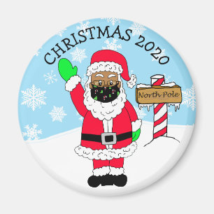 North Pole Ethnic  Santa in Facemask 2020 Keepsake Magnet