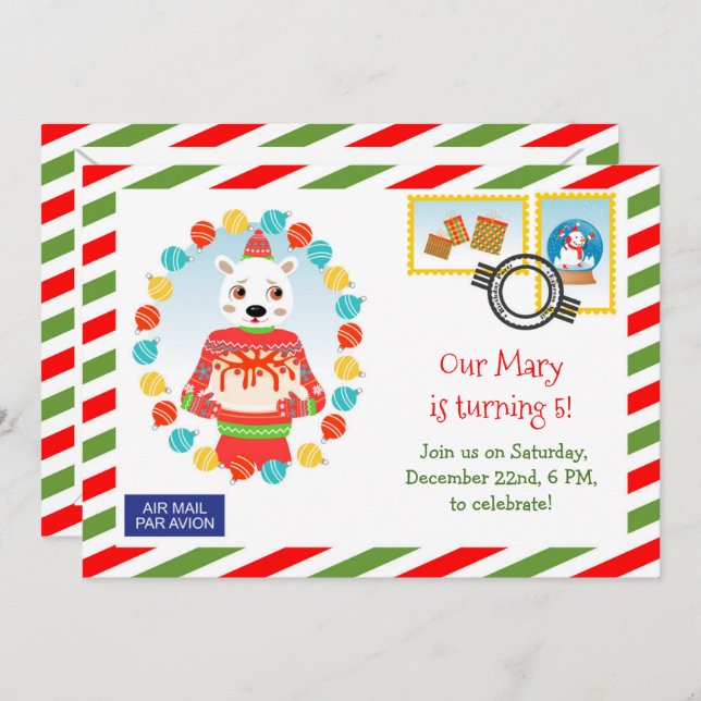 North Pole Express Cake Delivery Birthday Party    Invitation (Front/Back)